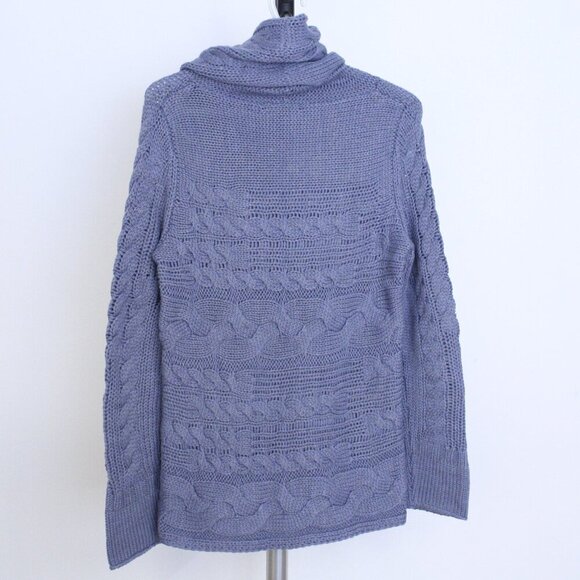 Banana Republic Wool Alpaca Blend‎ Purple Cowlneck Cable Knit Sweater Sz M - Picture 6 of 11